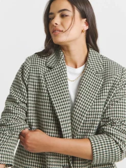 Simply Be Brown Houndstooth Single Breasted Blazer