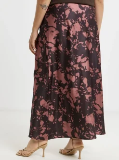 Simply Be Brown Satin Maxi Skirt