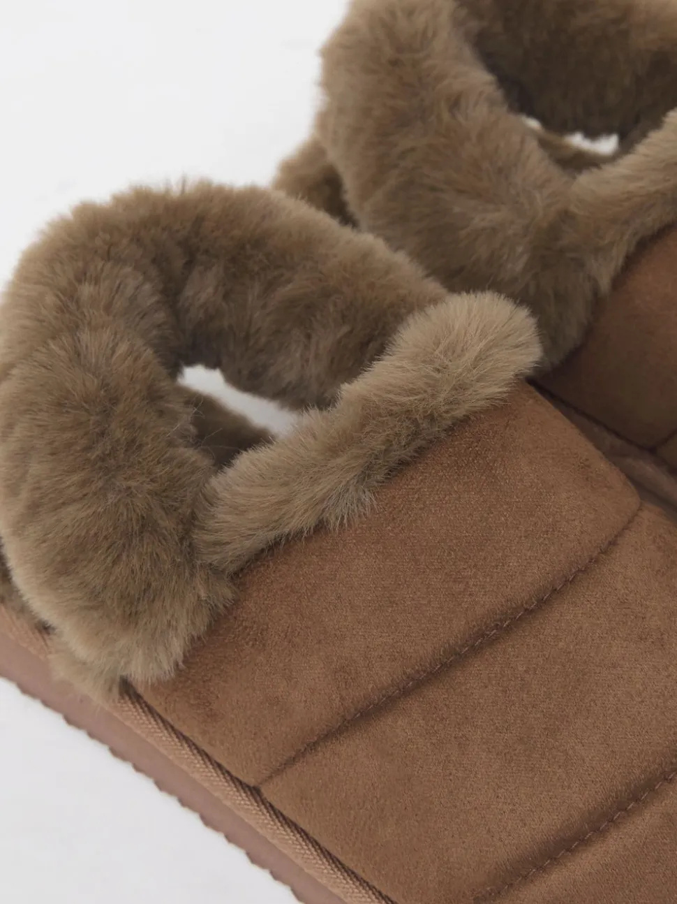 Simply Be Brown Slingback Fluffy Slippers