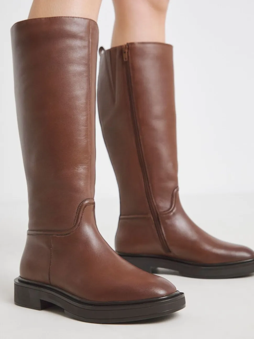 Simply Be Brown Wide Fit Leather Knee High Riding Boots