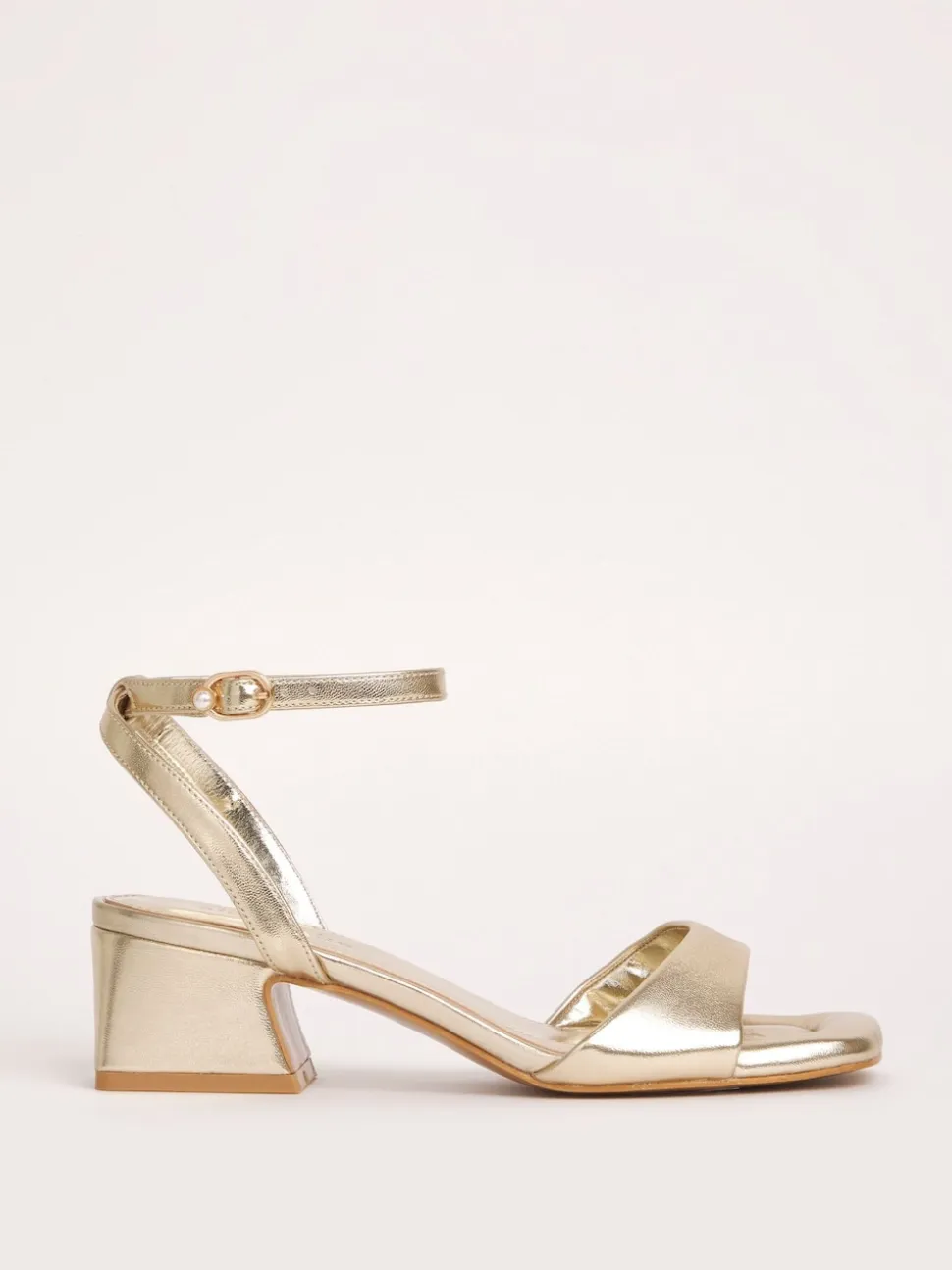 Simply Be Gold Barely There on Low Block Heels in Extra Wide Fit