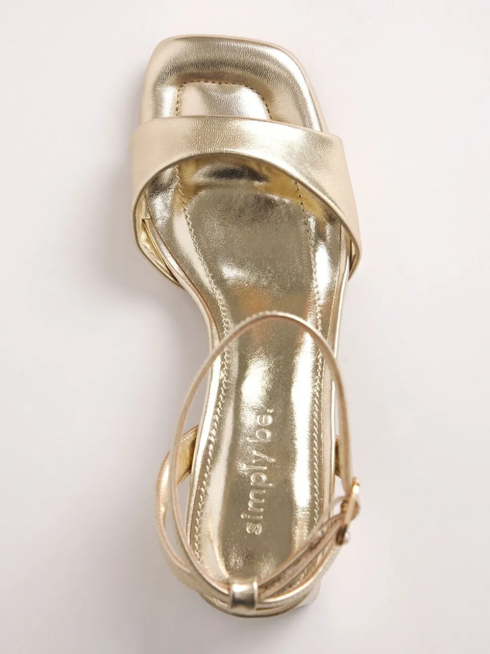 Simply Be Gold Barely There on Low Block Heels in Extra Wide Fit
