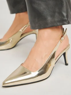 Simply Be Gold Extra Wide Fit Slingback Court Shoes