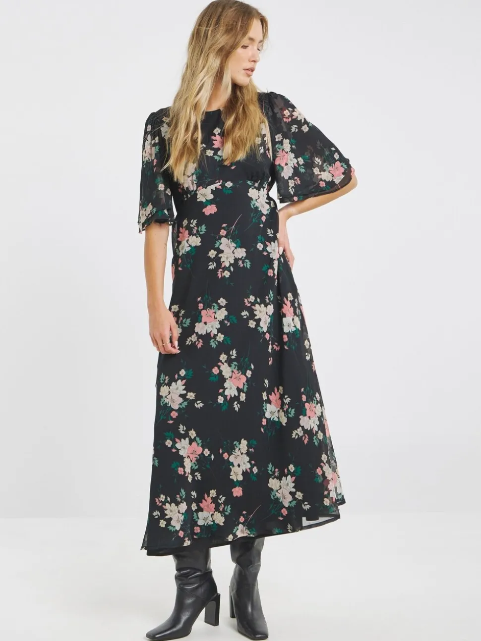 Simply Be Grey Georgette Maxi Dress