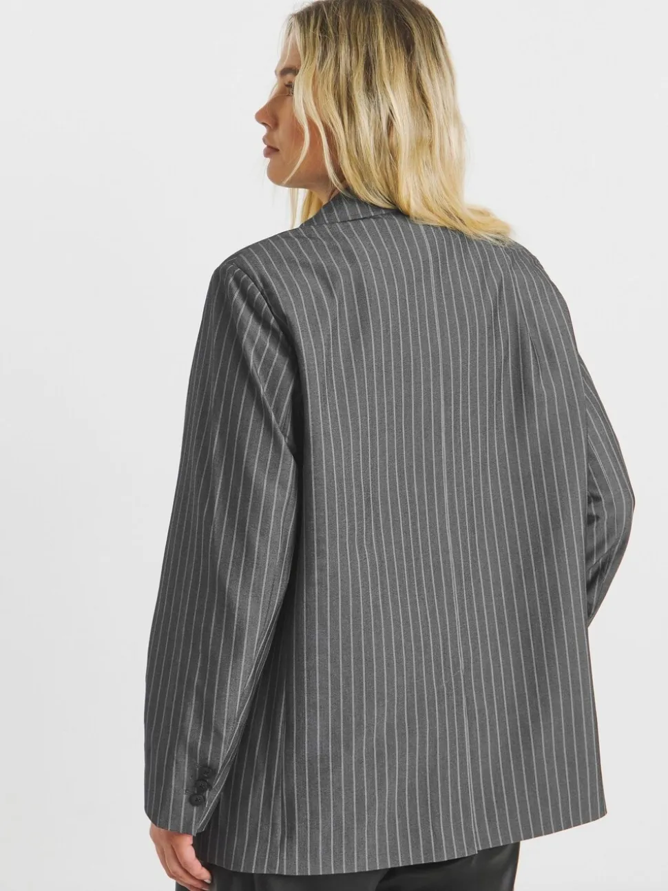 Simply Be Grey Relaxed Pinstripe Blazer