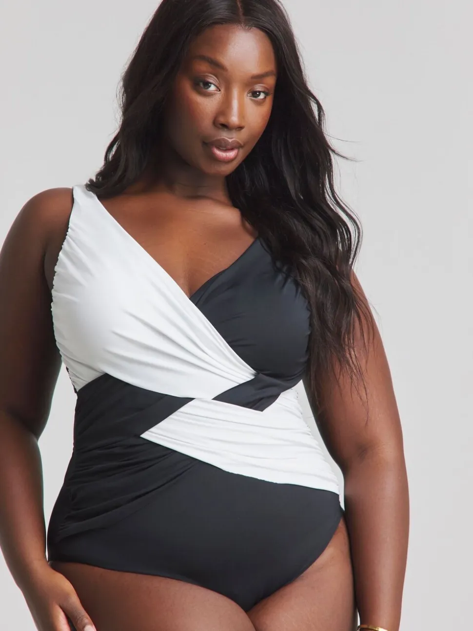 Simply Be Mono Magisculpt Illusion Longer Length Swimsuit