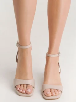 Simply Be Natural Barely There on Low Block Heels in Extra Wide Fit