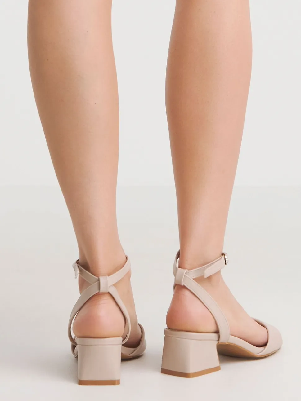 Simply Be Natural Barely There on Low Block Heels in Extra Wide Fit
