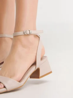 Simply Be Natural Barely There on Low Block Heels in Extra Wide Fit
