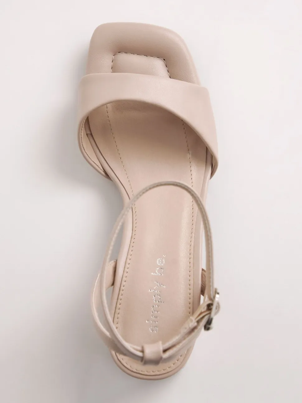 Simply Be Natural Barely There on Low Block Heels in Extra Wide Fit