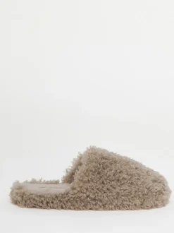Simply Be Natural Shaggy Fur Mule Slippers