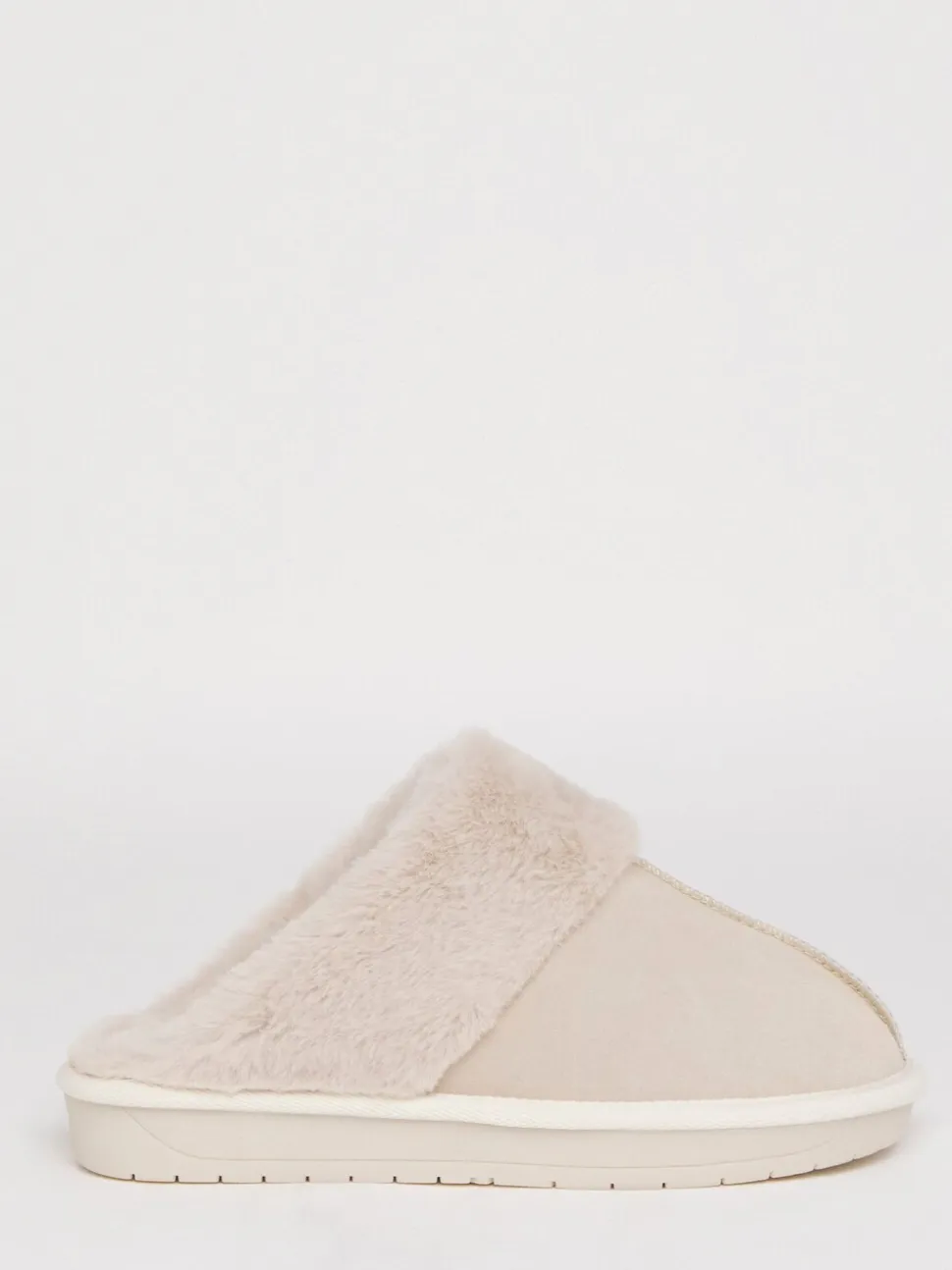 Simply Be Natural Standard Fit Faux Fur Lined Suede Mule Slippers