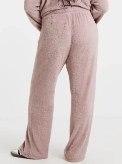 Simply Be Pink Ribbed Wide Leg Joggers
