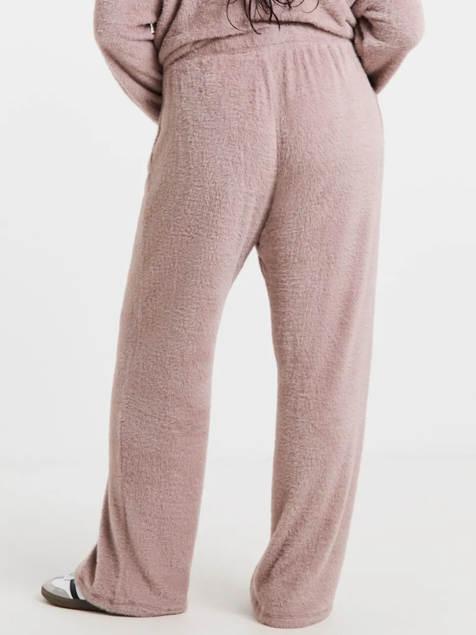 Simply Be Pink Ribbed Wide Leg Joggers