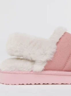 Simply Be Pink Slingback Fluffy Slippers