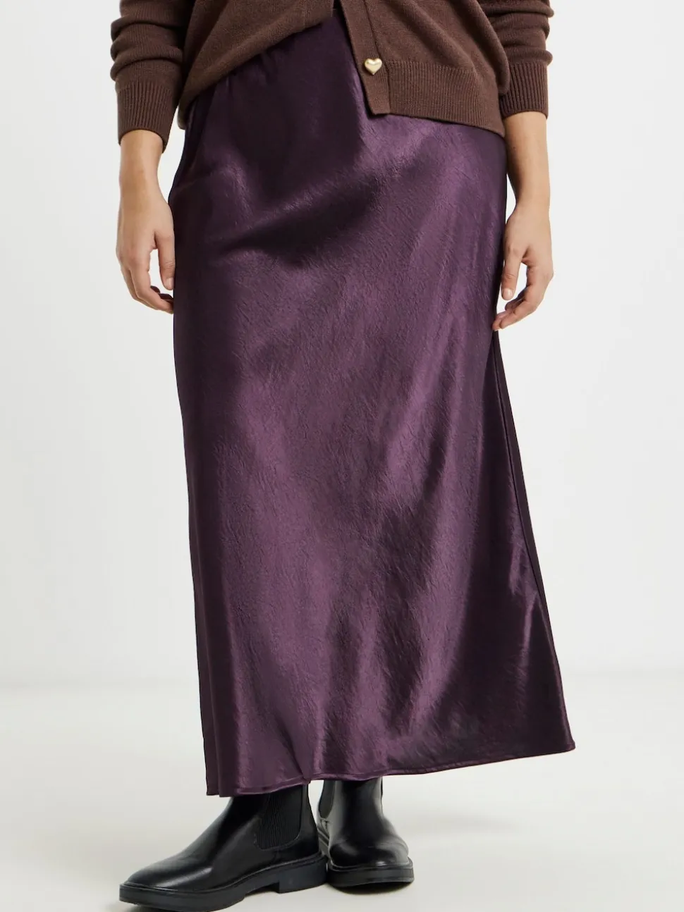 Simply Be Purple Satin Maxi Skirt