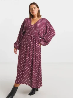 Simply Be Red V-Neck Button Through Midi Dress