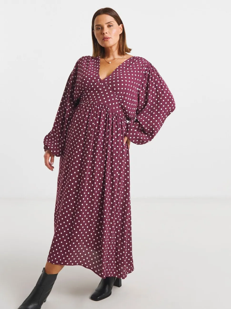 Simply Be Red V-Neck Button Through Midi Dress