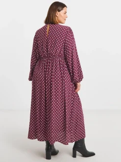 Simply Be Red V-Neck Button Through Midi Dress