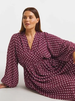 Simply Be Red V-Neck Button Through Midi Dress