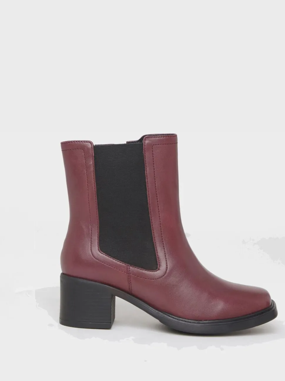 Simply Be Red Wide Fit Block Heel Chelsea Boots