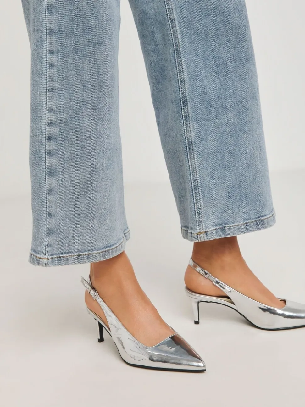 Simply Be Silver Wide Fit Slingback Court Shoes