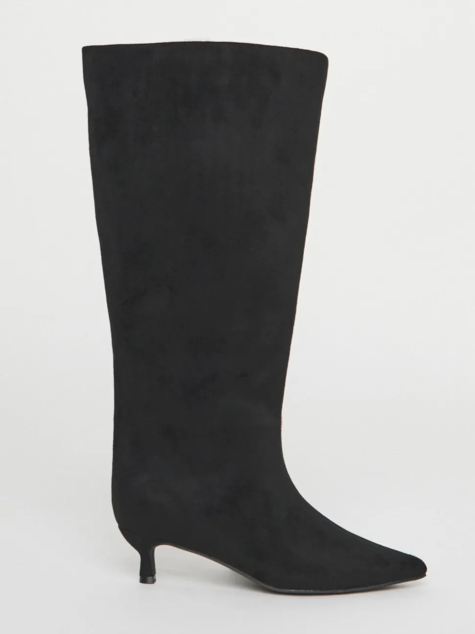 Simply Be Soft Black Wide Fit Kitten Heel Straight Leg Boots