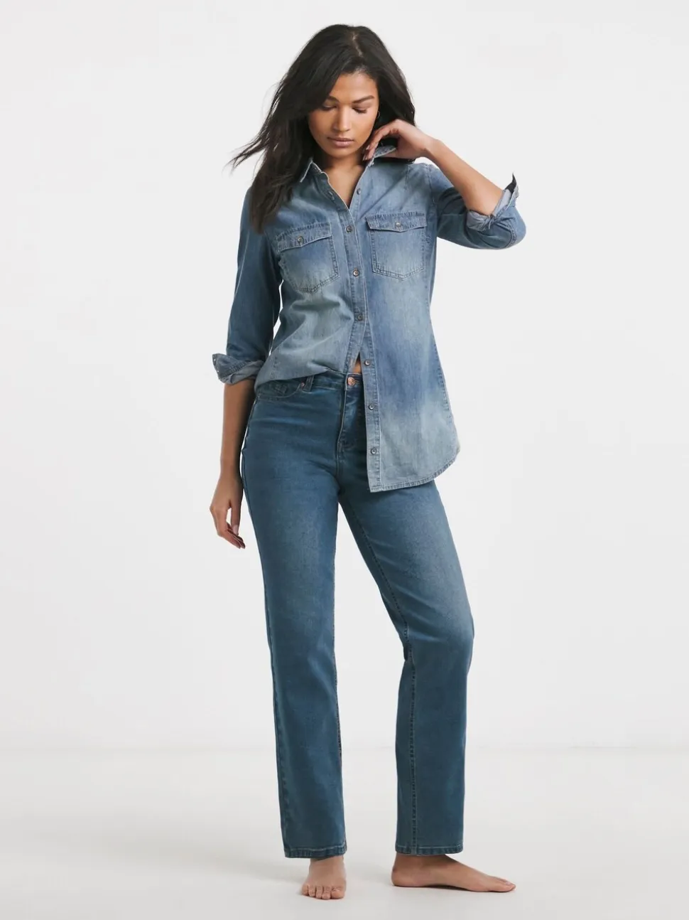 Simply Be Western Blue 24/7 Straight Leg Jeans