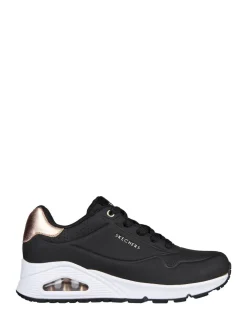 Skechers Black Dark Golden Womens Standard Fit Uno Trainers