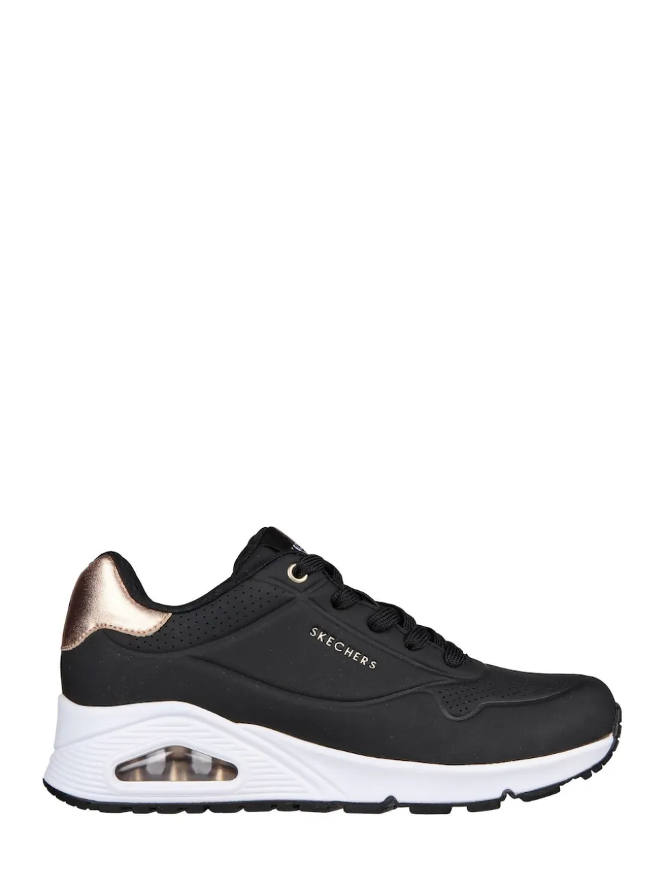 Skechers Black Dark Golden Womens Standard Fit Uno Trainers