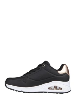 Skechers Black Dark Golden Womens Standard Fit Uno Trainers
