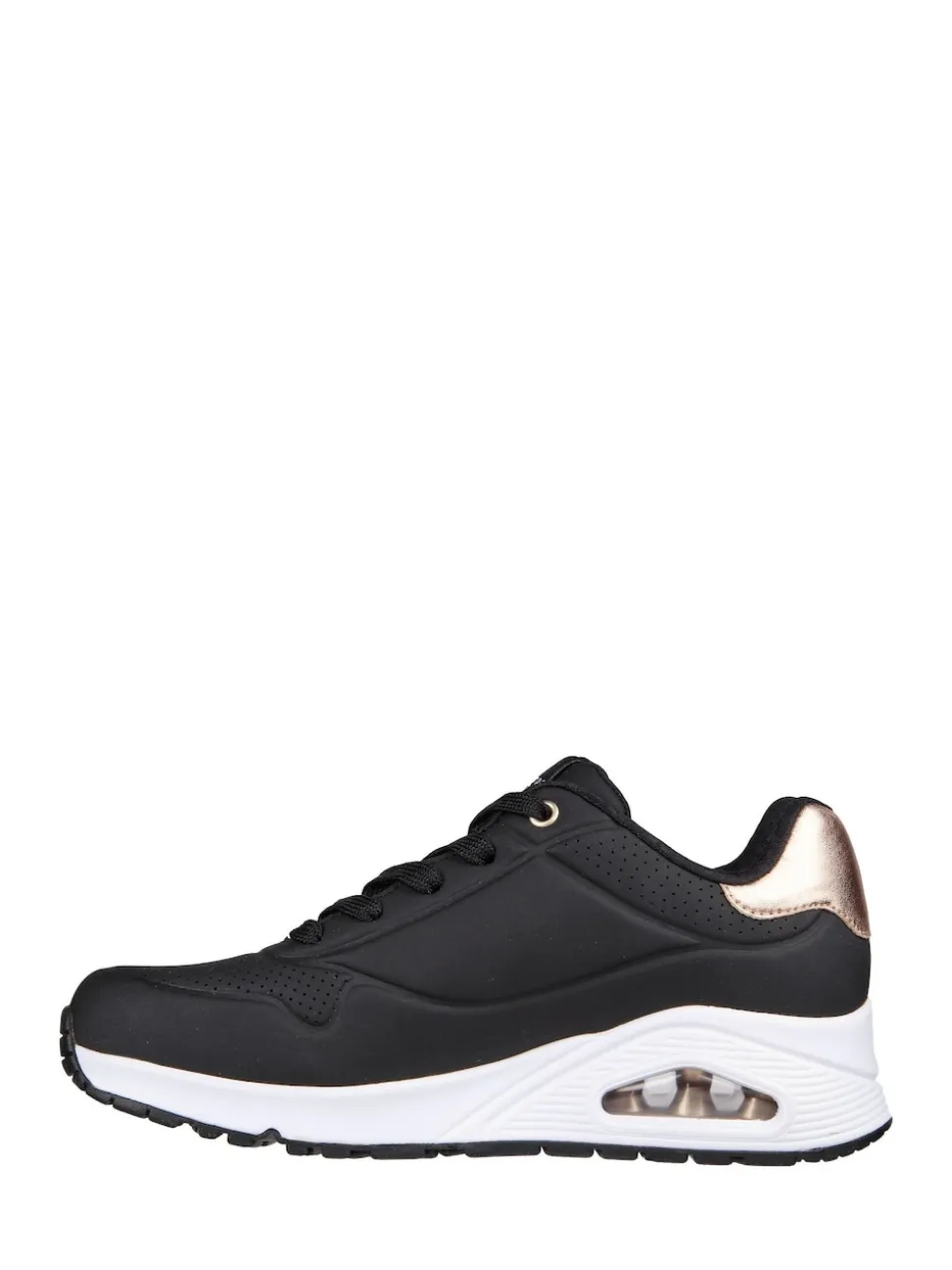 Skechers Black Dark Golden Womens Standard Fit Uno Trainers