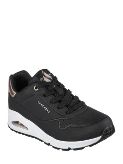 Skechers Black Dark Golden Womens Standard Fit Uno Trainers