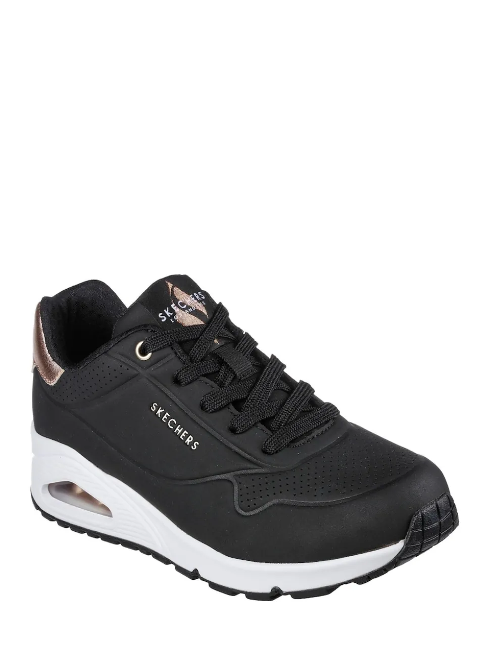 Skechers Black Dark Golden Womens Standard Fit Uno Trainers