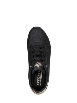Skechers Black Dark Golden Womens Standard Fit Uno Trainers