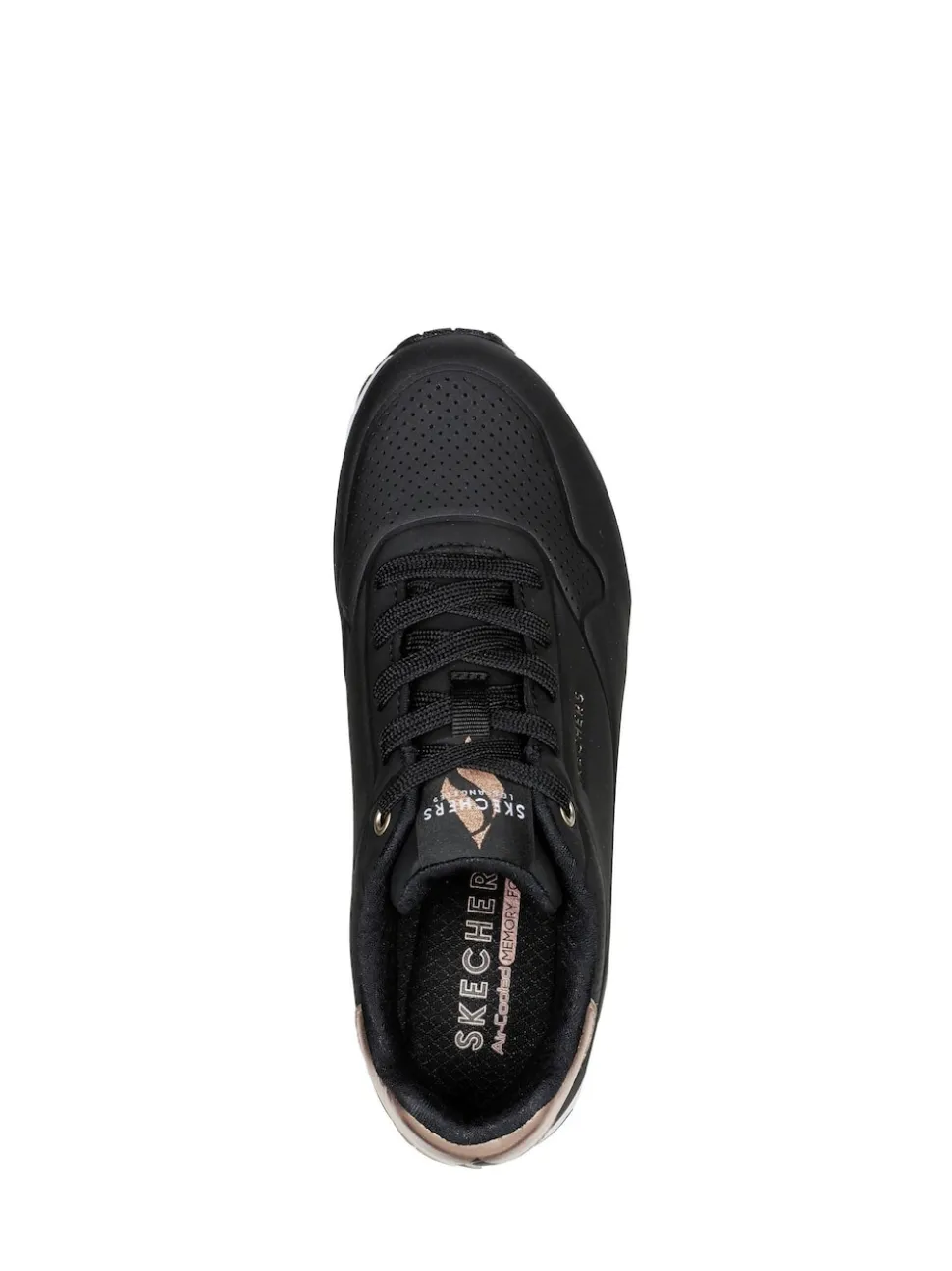 Skechers Black Dark Golden Womens Standard Fit Uno Trainers