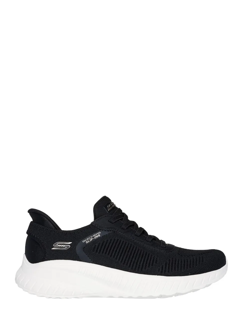 Skechers Black/ White BOBS Sport Squad Chaos Slip In Trainers