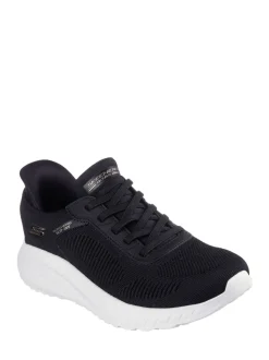 Skechers Black/ White BOBS Sport Squad Chaos Slip In Trainers