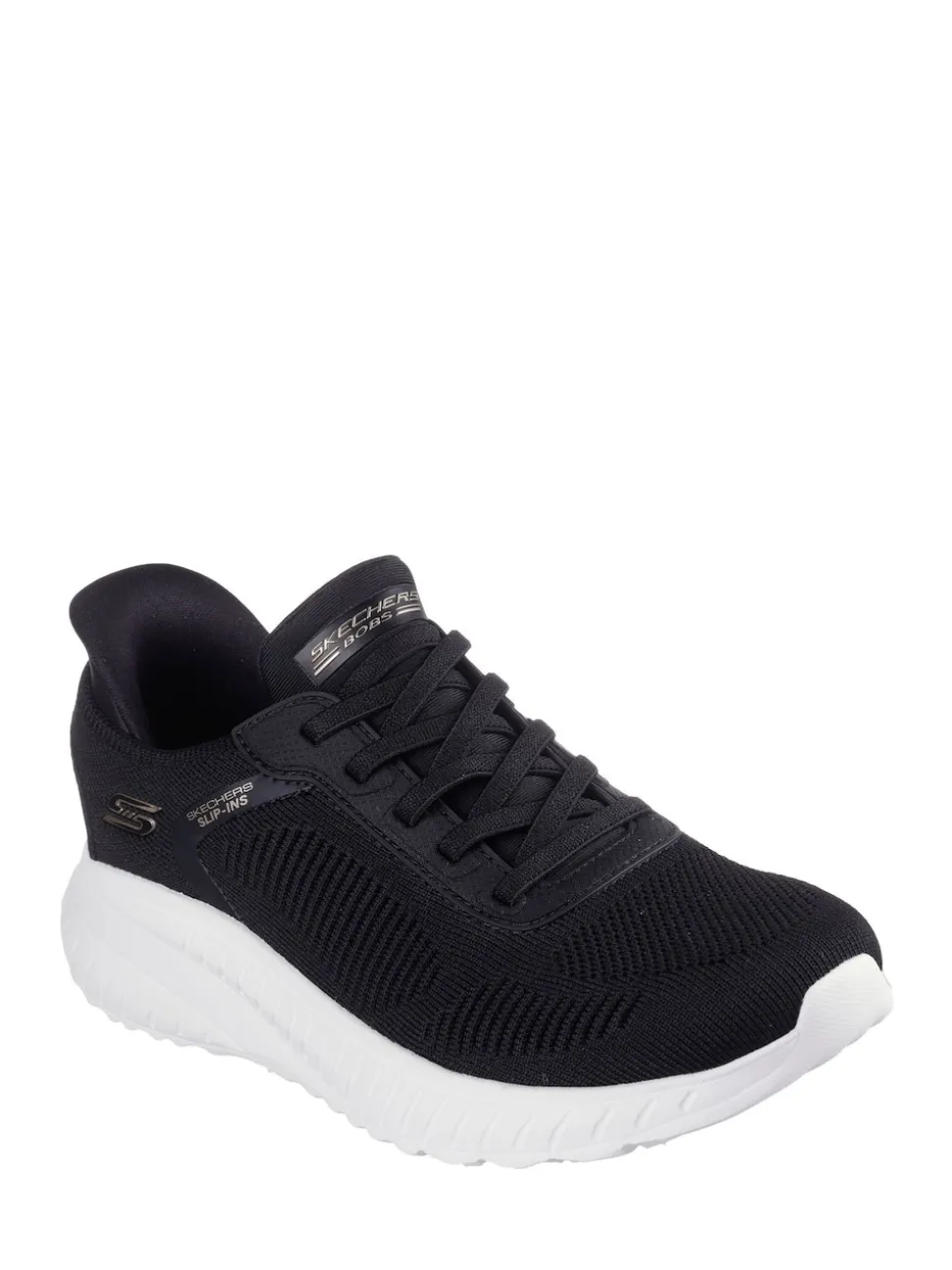 Skechers Black/ White BOBS Sport Squad Chaos Slip In Trainers