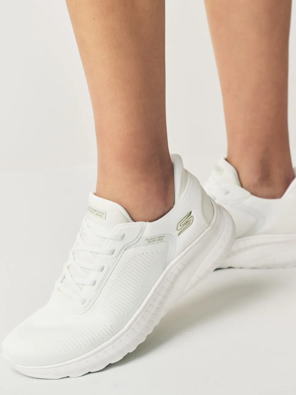 Skechers Chalk White BOBS Sport Squad Chaos Slip In Trainers