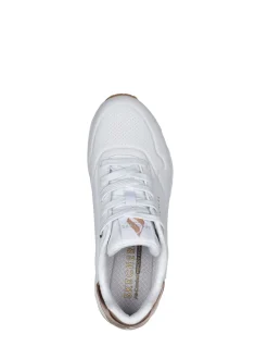 Skechers Cotton White Golden Womens Standard Fit Uno Trainers
