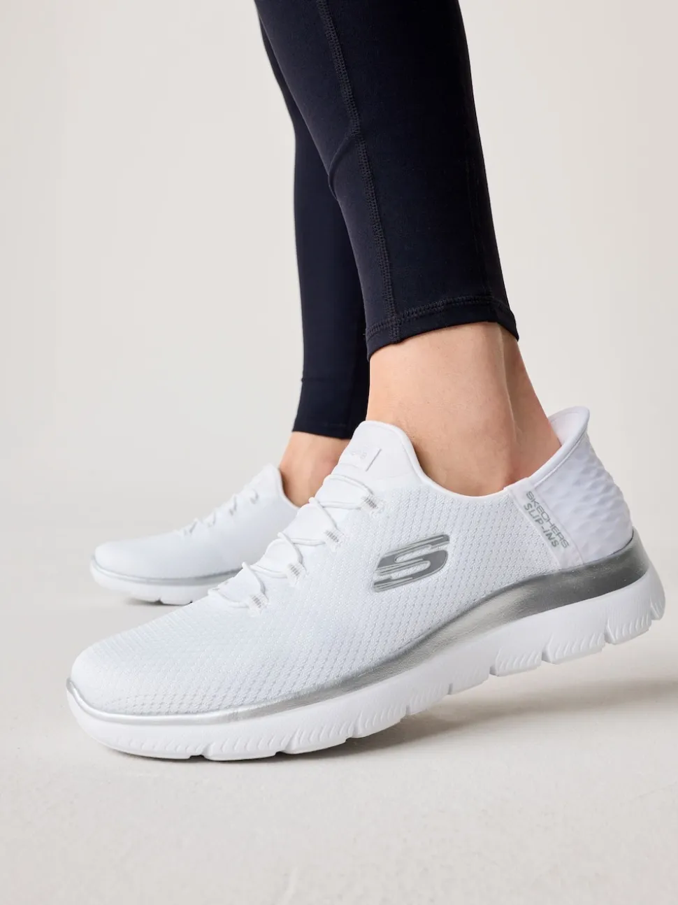 Skechers White Womens Slip In Summits Dazzling Haze Trainers