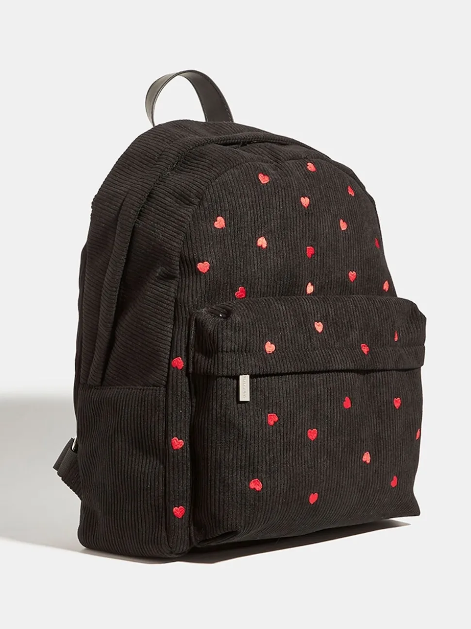 Skinnydip Black Red Ditsy Heart Print Embroidered Backpack