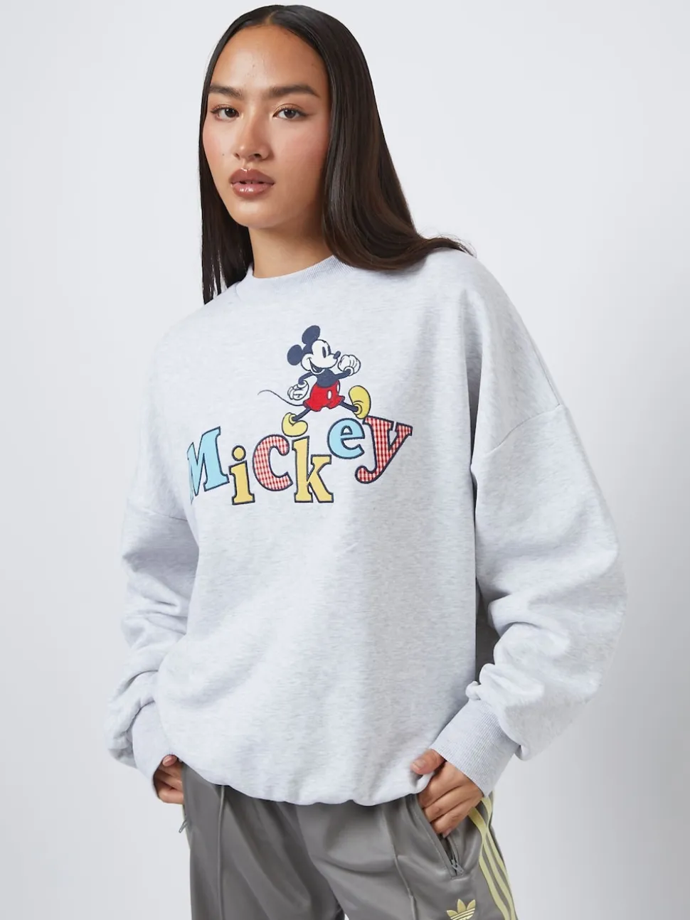 Skinnydip Grey Disney Mickey Gingham Sweatshirt