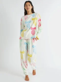 Skinnydip Pink Multicolour Bow Twosie Fleece Pyjamas Set