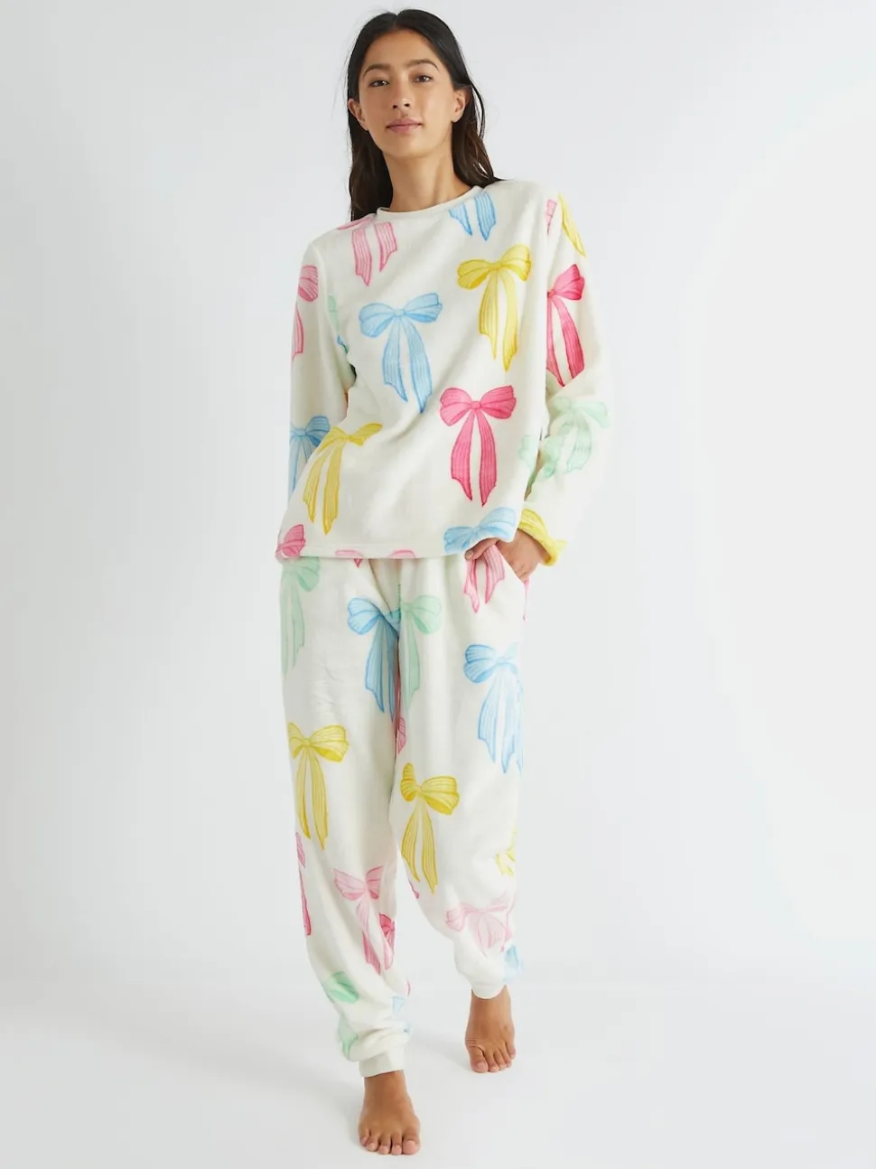 Skinnydip Pink Multicolour Bow Twosie Fleece Pyjamas Set