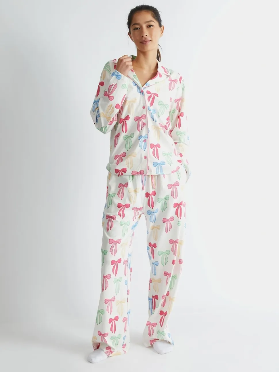 Skinnydip White Multicolour Bow Pyjama Set