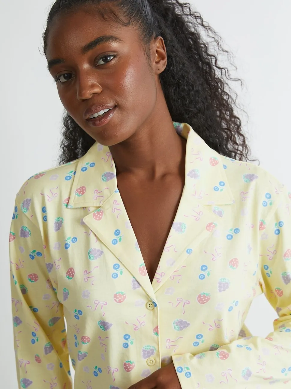 Skinnydip Yellow Yellow Ditsy Fruit Pyjama Set