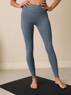 Slate Blue Balance Wrap Front Yoga Leggings