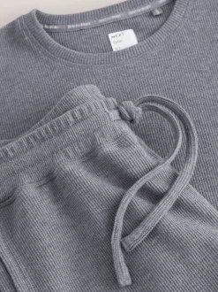 Slate Grey Cosy Waffle Long Sleeve Pyjamas